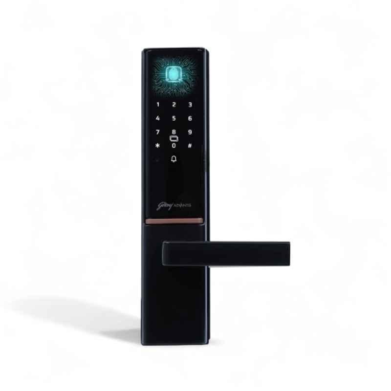Godrej Advantis GSL D1 Matte Black 7 in 1 Digital Smart Lock with Mobile NFC, Wi-Fi Bluetooth, Fingerprint, Pin, RFID, Mechanical Key & 3 Years Warranty for Wooden Door, 4406