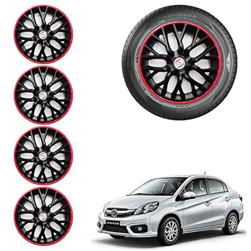 Auto Pearl 4 Pcs 14 inch ABS Black & Red Car Wheel Cover Set for Honda Amaze Type 1