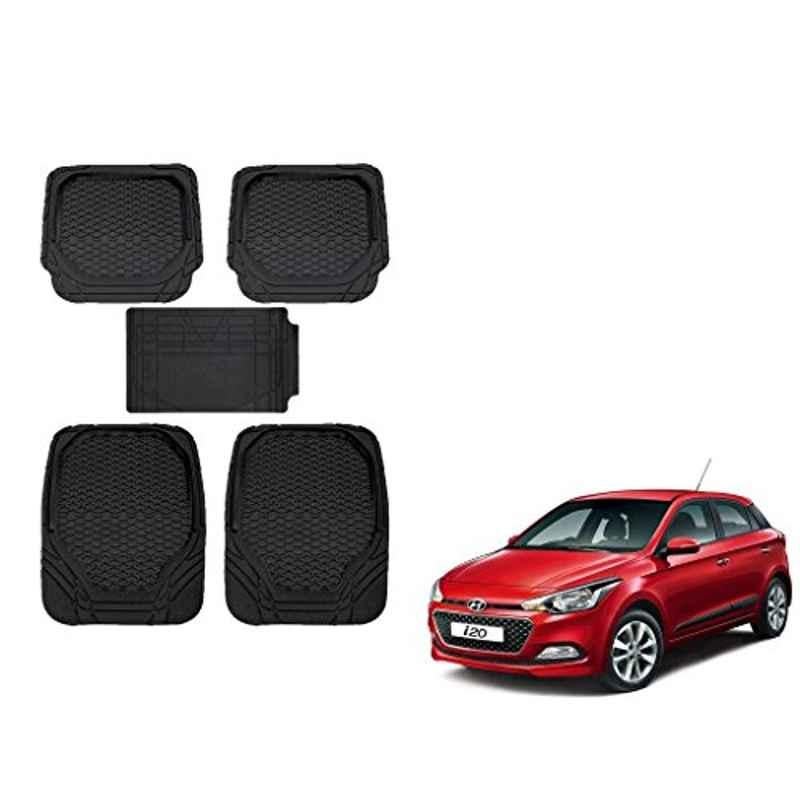 Kozdiko 8855TW 5 Pcs Rubber Black Rubber Car Mat Set for Hyundai i20 Elite
