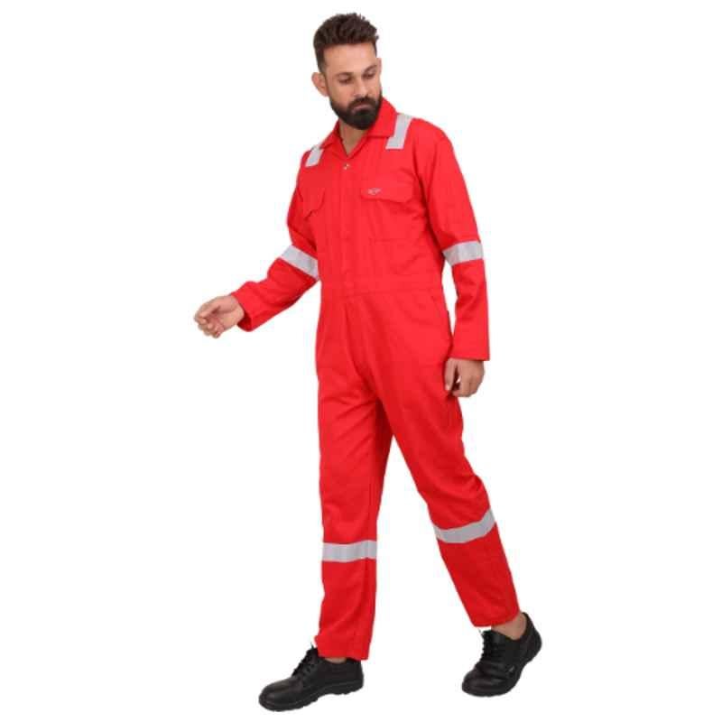 Club Twenty One Workwear Spartan Cotton Red Safety Coverall with Reflective Tape, 2009, Size: L