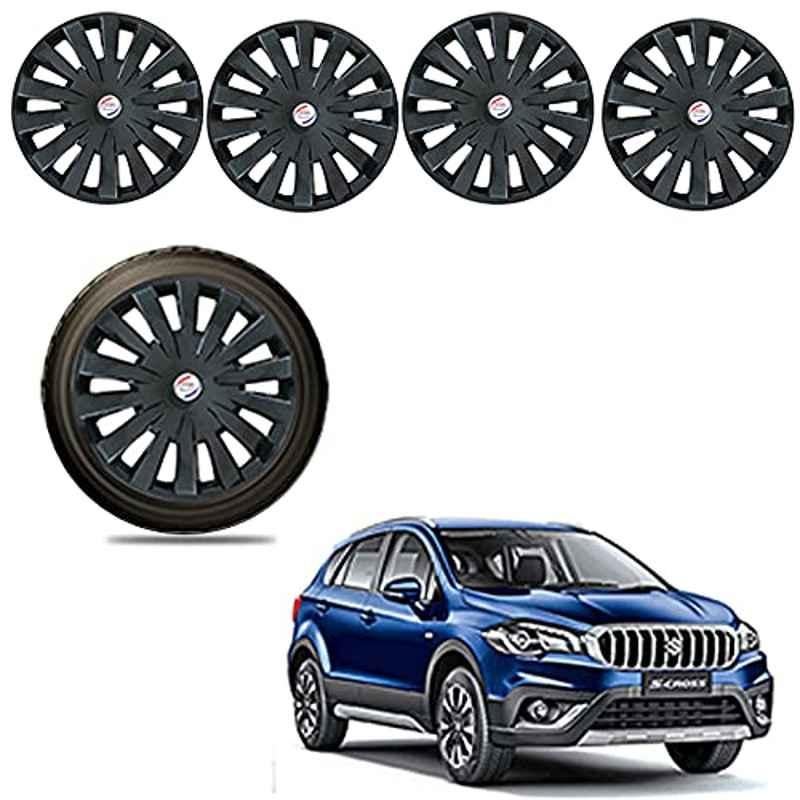 Auto Pearl 4 Pcs 15 inch ABS Black Car Wheel Cover Set for Maruti Suzuki Scross Facelift, APA27