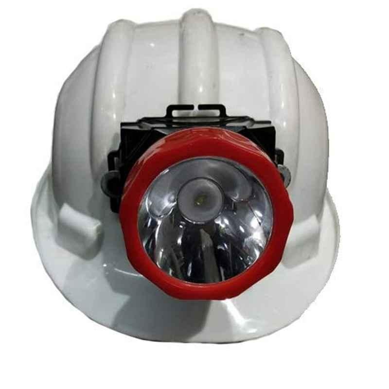 Xponion Plastic White Executive Safety Helmet with Torch Light, XP-48