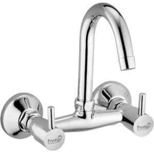 Prestige Turbo Brass Chrome Finish Silver Wall Mounted Hot & Cold Sink Mixer