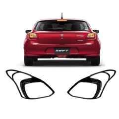 SureStrive 2 Pcs Glossy Black Chrome Finish Tail-Light Cover Set for Maruti Suzuki New Swift 2018