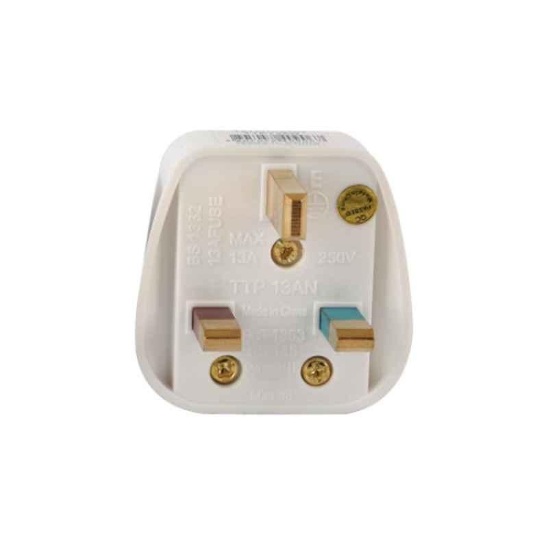 Terminator 13A White UK Top Plug with Fuse & Indicator, TTP 13AN