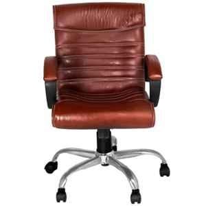 High Living Mars Leatherette Medium Back Brown Office Chair
