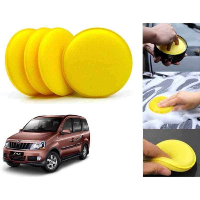 Auto Pearl Polyurethane Beige Washing & Waxing Polish Foam Sponge for Xylo 2014-2020 (Pack of 4)