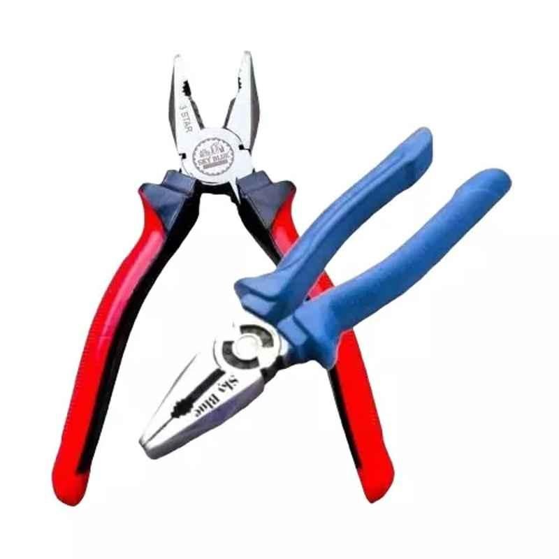 Sky Blue 2 Pcs 8 inch Multicolour 2 Cutting Wire False Piece Lineman Plier Combo, SBE291