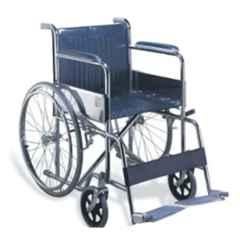 ABCO SURGICOS 125kg Steel Chrome Finish Foldable Economy Manual Wheelchair with Fixed Armrest & Footrest, KY809
