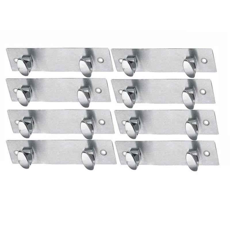 Smart Shophar 2 Legs Stainless Steel And Aluminium Alloy Silver Trums Wall Hook, SHA43WH-TRUM-SL02-P8 (Pack of 8)