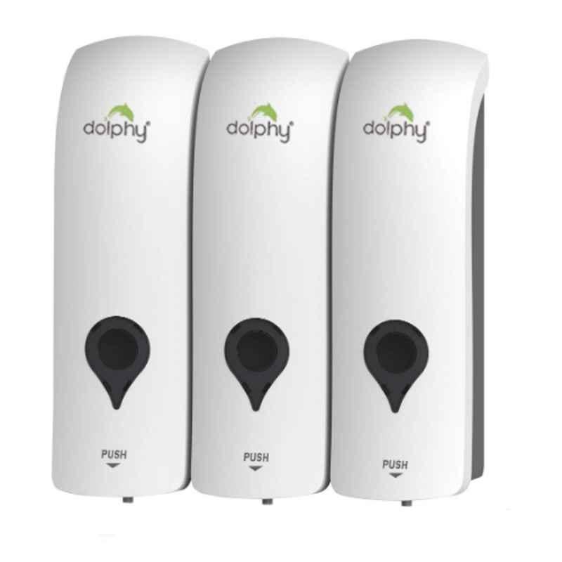Dolphy 300ml ABS White Soap Dispenser (Pack of 3), DSDR0089