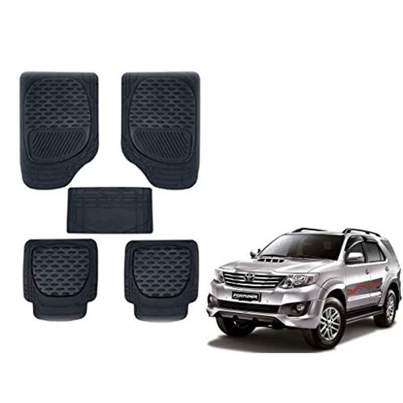 Kozdiko 6255TW 5 Pcs PVC & Rubber Black Car Mat Set for Toyota Fortuner