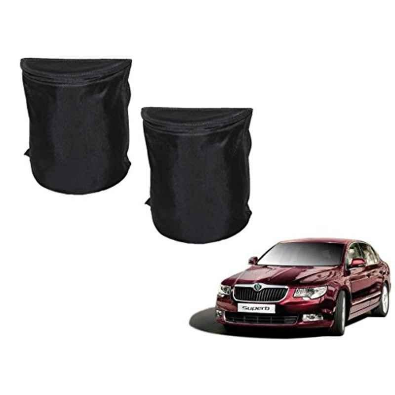 Kozdiko 2 Pcs Black Semi Cylindrical Car Dustbin Set for Skoda Superb