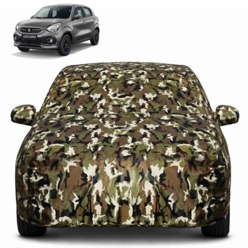 Allextreme Polyester Multicolour Camouflage Car Body Cover with Mirror Pocket for Maruti Celerio All Model & Years (2014-2024), PV_VLSV18