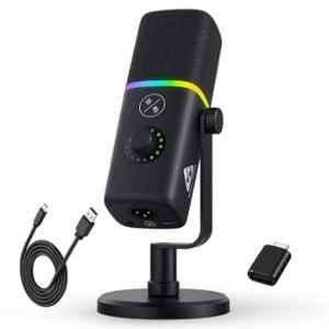 Audio Array 2200Ohms XLR & USB Professional RGB Dynamic Podcast Microphone for Streaming, Podcasting & Singing, AM-C45
