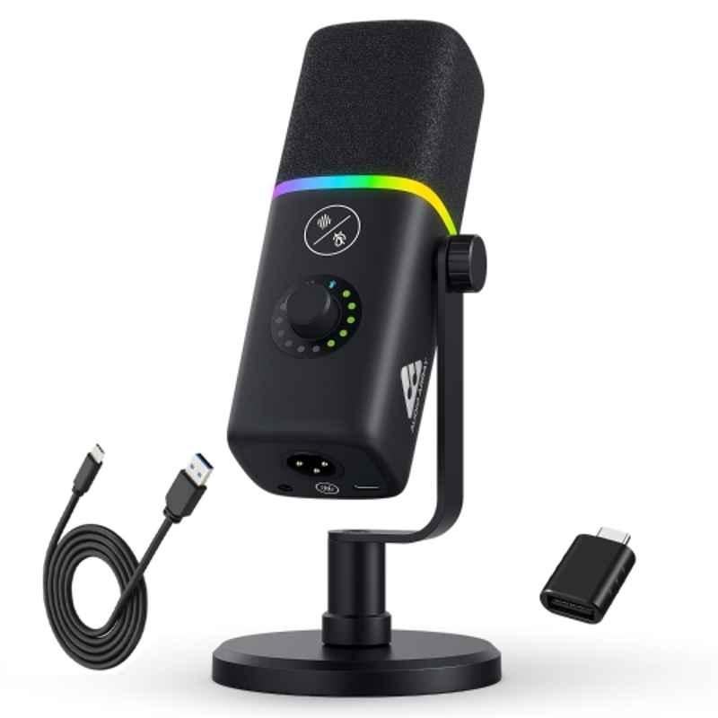 Audio Array 2200Ohms XLR & USB Professional RGB Dynamic Podcast Microphone for Streaming, Podcasting & Singing, AM-C45