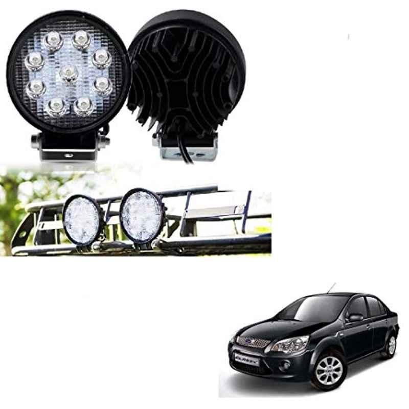 Kozdiko 2 Pcs 27W 4 inch 9 LED Waterproof Round White Fog Light Set with Mounting Brackets for Ford Fiesta Classic, kozd_19886