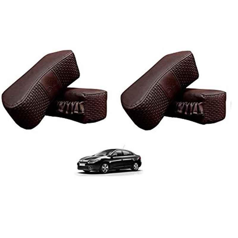 Kozdiko 4 Pcs CV Designer Cola Leatherite Neck Rest Car Cushion Pillow Set for Renault Fluence