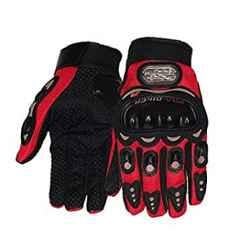 Probiker Leather Motorcycle Riding Gloves (Red, L)