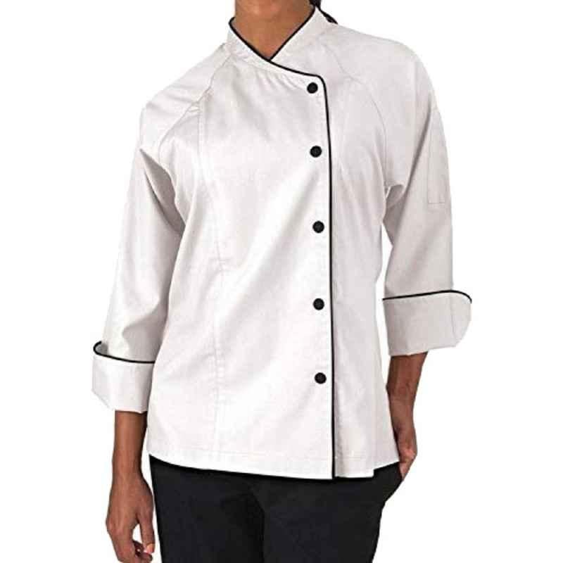 Superb Uniforms Polyester & Cotton White ¾ Raglan Sleeves Chef Coat for Women, SUW/W/CC01, Size: 2XL