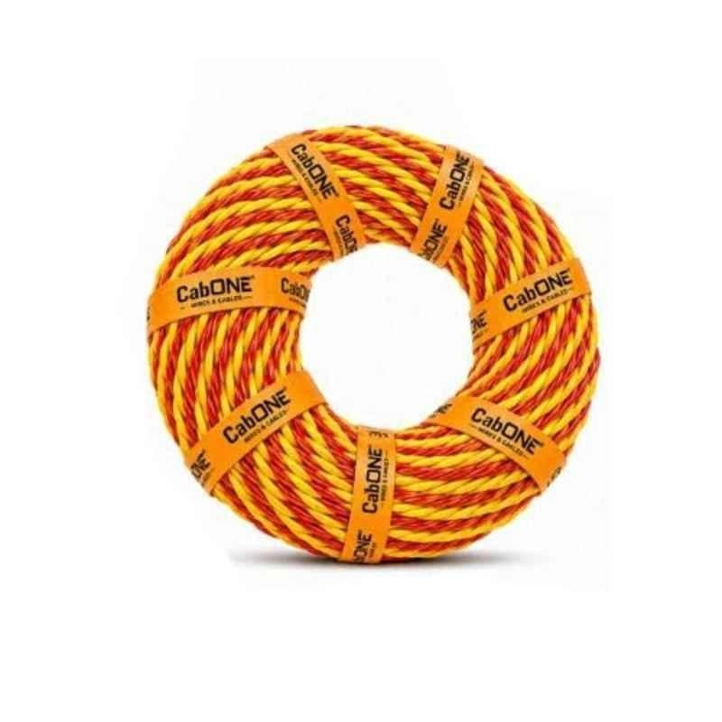 CabONE 23/76 Red & Yellow 2 Core PVC Insulated Twisted Flexible Copper Cable, Length: 45 m