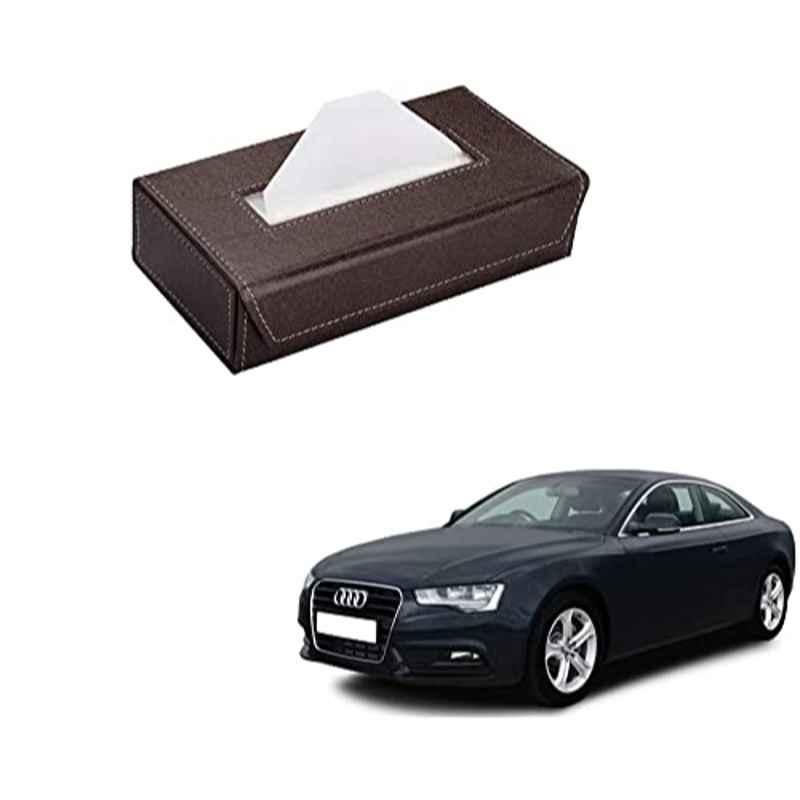 Kozdiko 100 Pulls PU Leather Brown Car Tissue Paper Box with 200 Sheets for Audi A5
