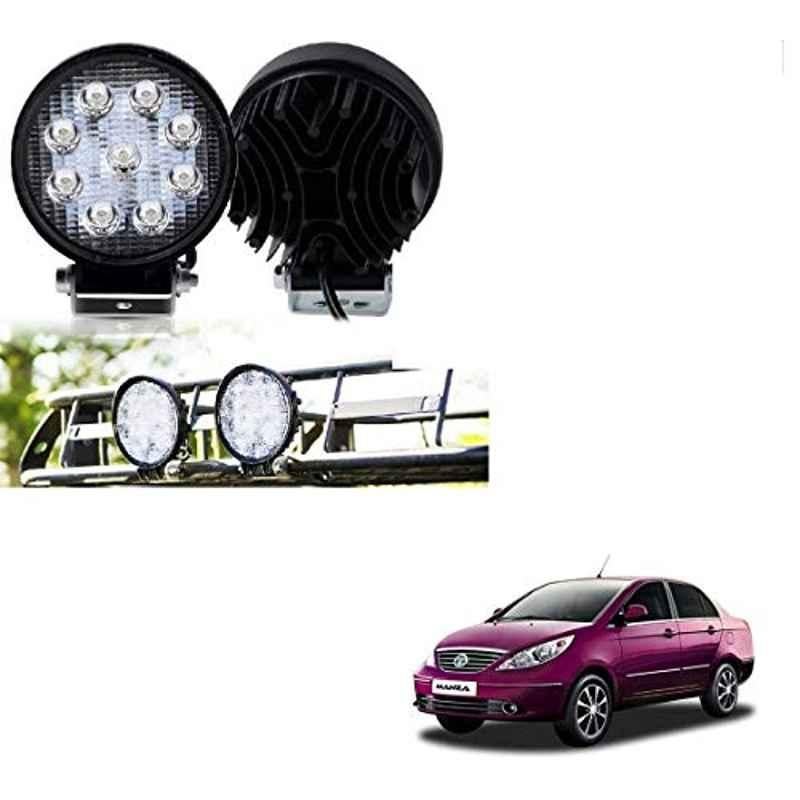 Kozdiko 2 Pcs 27W 4 inch 9 LED Waterproof Round White Fog Light Set with Mounting Brackets for Tata Manza, kozd_20060