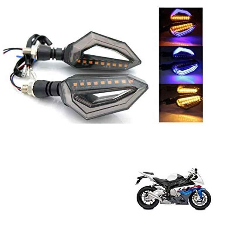 Kozdiko 4 Pcs Bike D Shaped 9 LED Front & Rear Side Turn Signal Indicator Light Set for BMW S 1000 RR