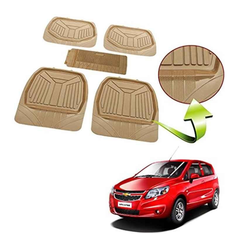 Kozdiko 5 Pcs Rubber Beige 3G Rubber Mat Set for Chevrolet Spark