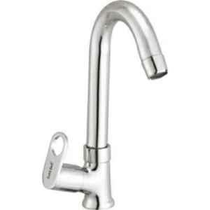 Gold Bell Rio Stainless Steel Silver Deck Mounted Chrome Swan Neck Basin Tap with Flexible Spout