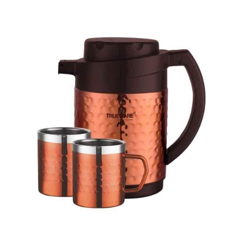 Trueware Phoenix Plus 750ml Copper Hammer Flask with 2 Mugs