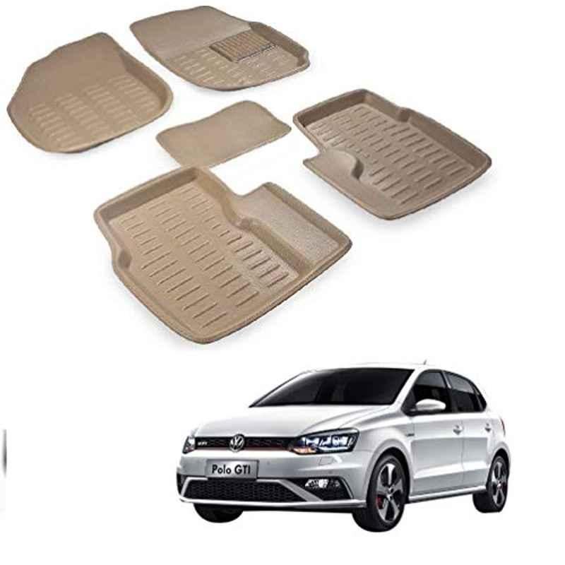 Kozdiko 5 Pcs 3D Beige Car Foot Mat Set for Volkswagen GTI Polo, koz_68071