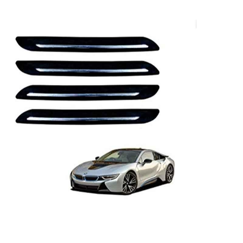 Kozdiko 4 Pcs PVC Black Car Bumper Protector Set with Chrome Strip for BMW I8