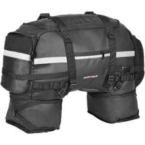 AllExtreme EX-SDB01 65L Polyester Black Waterproof Universal Rear Carrier Saddle Tail Bag with Rain Cover & Expandable for All Sports Street Bikes Motorcycles