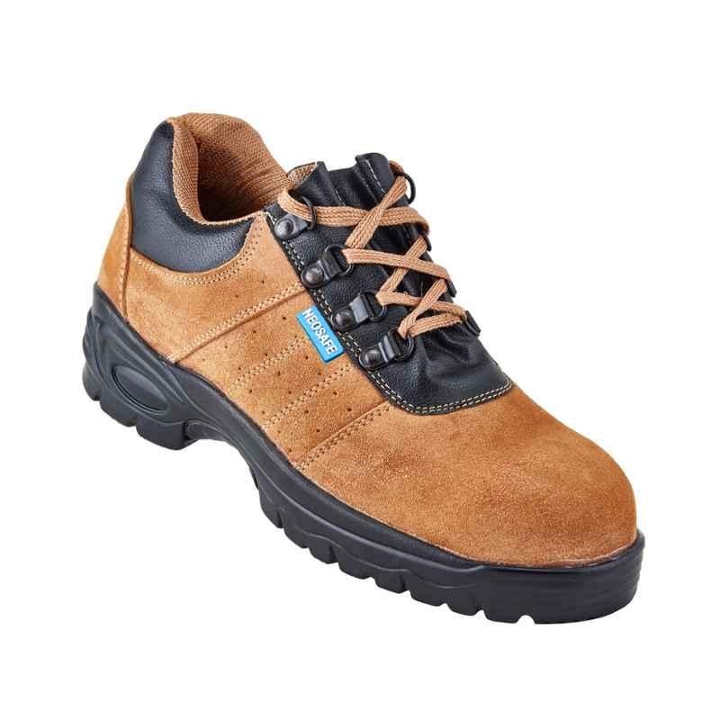 NEOSafe A5022 Brawn Sporty Look Steel Toe Leather Brown Work Safety Shoes, Size: 9