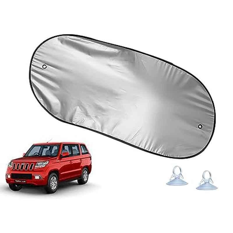 Auto Pearl Polyester Black & Silver Rear Window Sun Shade Curtain with Storage Pouch for Mahindra TUV-300 Plus