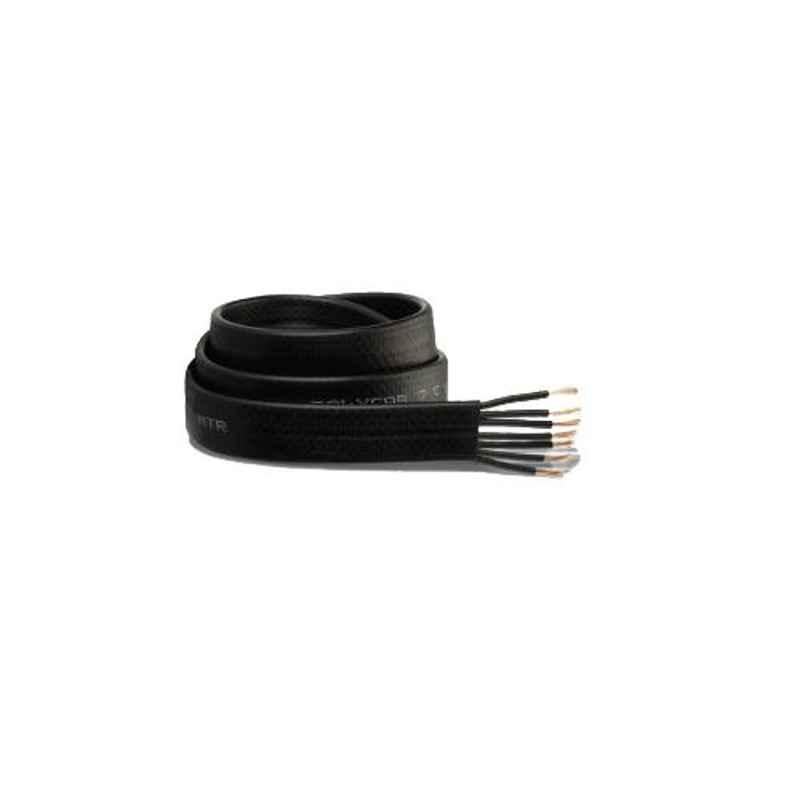 Polycab 0.75 Sqmm 7 Core PVC Insulated Black Annealed Bare Bunched Copper Conductor Festoon Cable, Length: 100 m