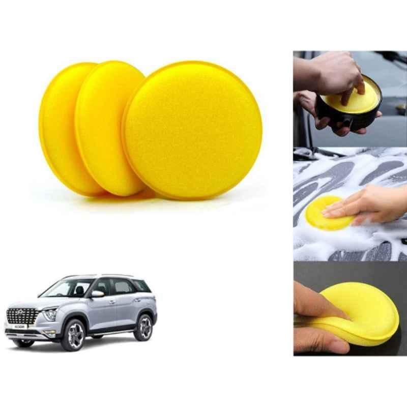 Auto Pearl Polyurethane Beige Washing & Waxing Polish Foam Sponge for Alcarzar 2021 Signature (Pack of 3)