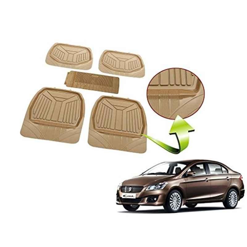 Kozdiko 5 Pcs Rubber Beige 3G Rubber Mat Set for Maruti Dzier