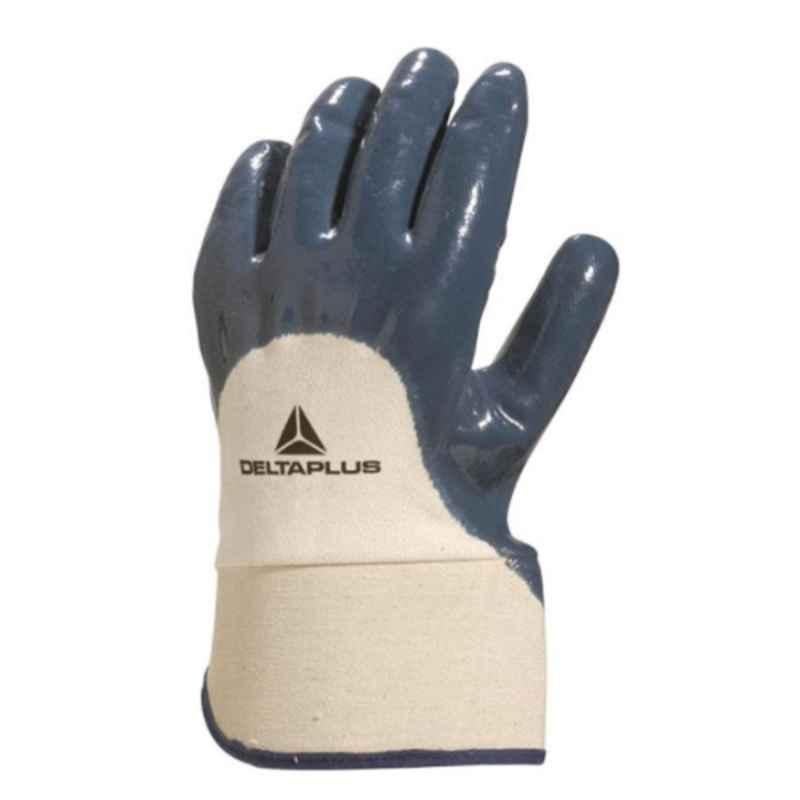 Deltaplus NI 170 Cotton Nitrile Coated Blue Safety Gloves, Size: 10