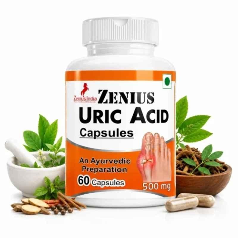 Zenius India 60 Pcs Uric Acid Care Capsule with Amla, Bahera, Harar, Dhaniya, Sonth & Kutki for Reduce Uric Acid Levels & Supports Joint Health