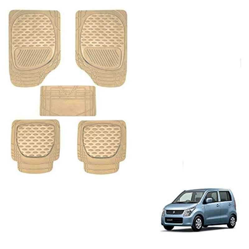 Kozdiko 6255 5 Pcs Rubber & PVC Beige Car Foot Mat Set for Maruti Suzuki Zen