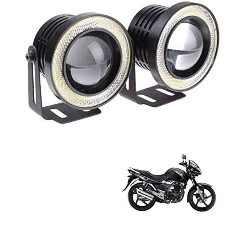 Kozdiko 2 Pcs 15W 3.5 inch High Power White LED Projector COB Fog Light Set with White Angel Eye Ring for Suzuki gs150r Black, koz_88348