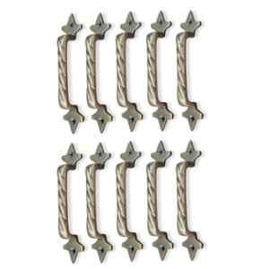 Mix & Match Twisted 6 inch Cast Iron Brass Antique Finish Cabinet Pull Handle for Wardrobe, Cupboard & Window (Pack of 10)