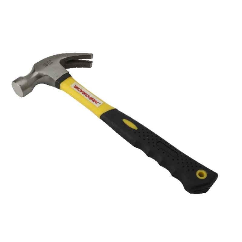 Workman 16oz Drop Forged Steel Yellow & Black Half Plastic Handle Claw Hammer, 130-3