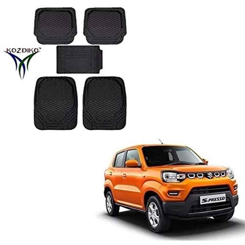 Kozdiko 8855TW 5 Pcs Rubber Black Rubber Car Mat Set for Maruti Suzuki S-Presso