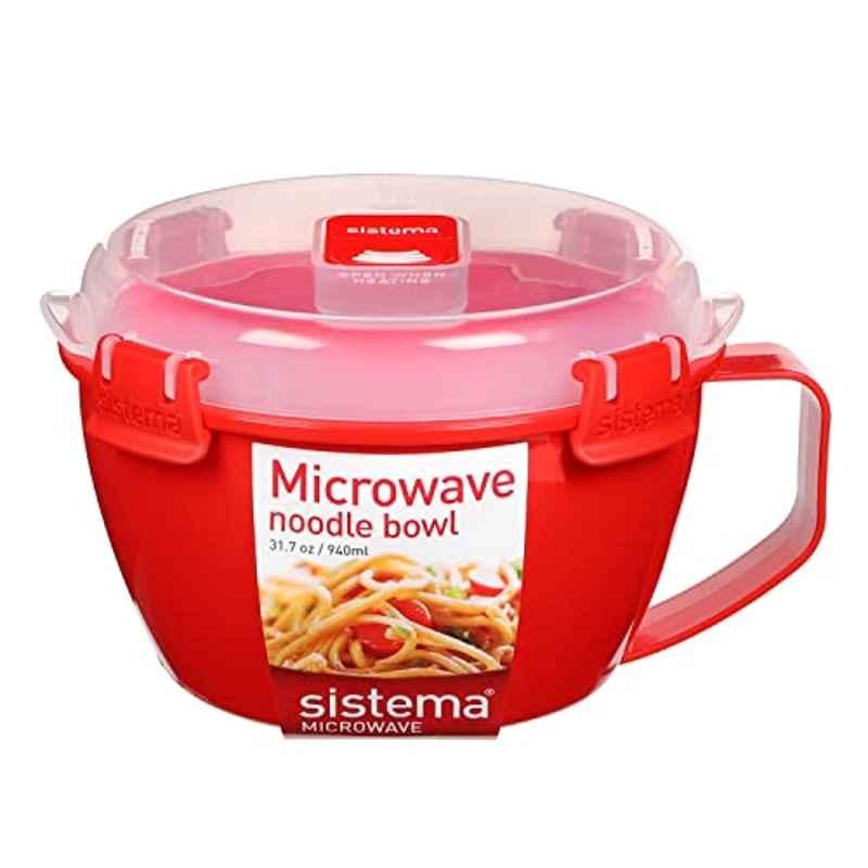 Sistema 940ml Plastic Red Microwave Noodle Bowl, 1109ZS