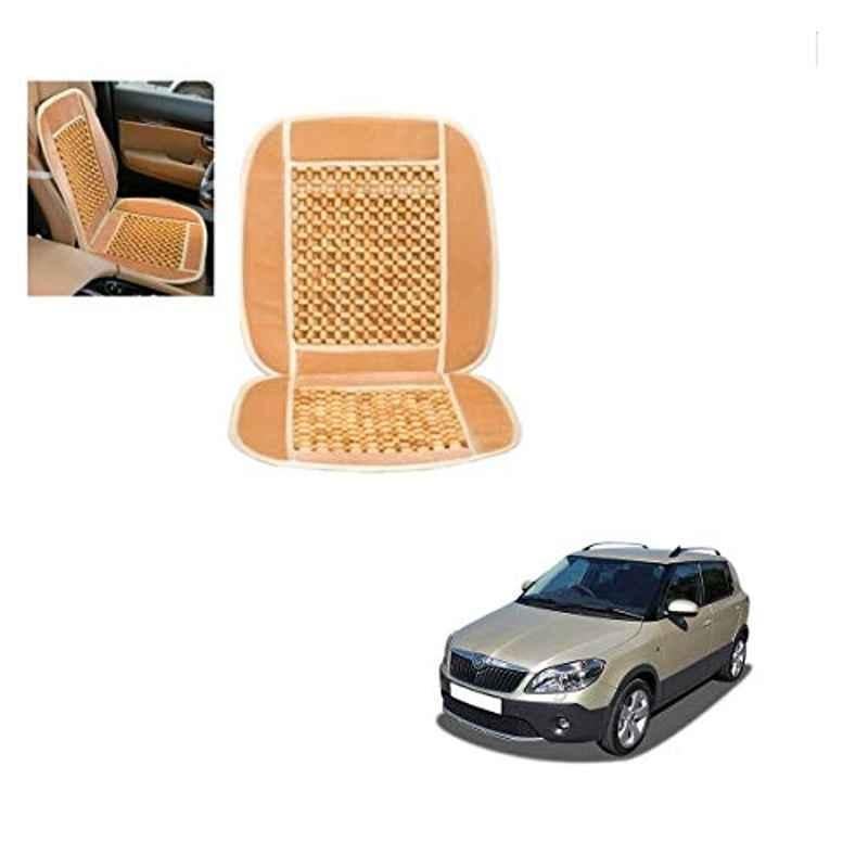 Kozdiko Wooden Bead Seat with Beige Velvet Border for Skoda Fabia
