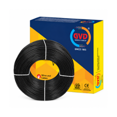 GVD 0.75 Sqmm Black PVC Insulated Single Core Flame Retardant Copper Clad Steel Industrial Wire, Length: 90 m