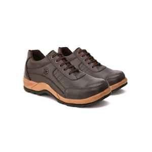 Enrich Field 34BR Pure Leather Anti-Skid Steel Toe Brown Safety Shoes, Size: 9
